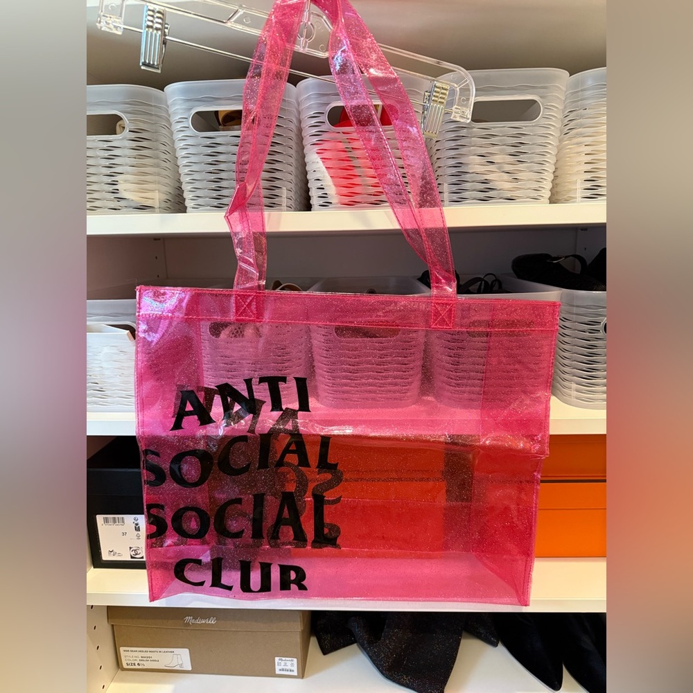 Anti Social Social Club Pink Glitter Tote Bag